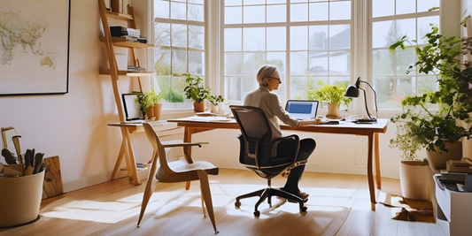 Woman working productively in a premium home office