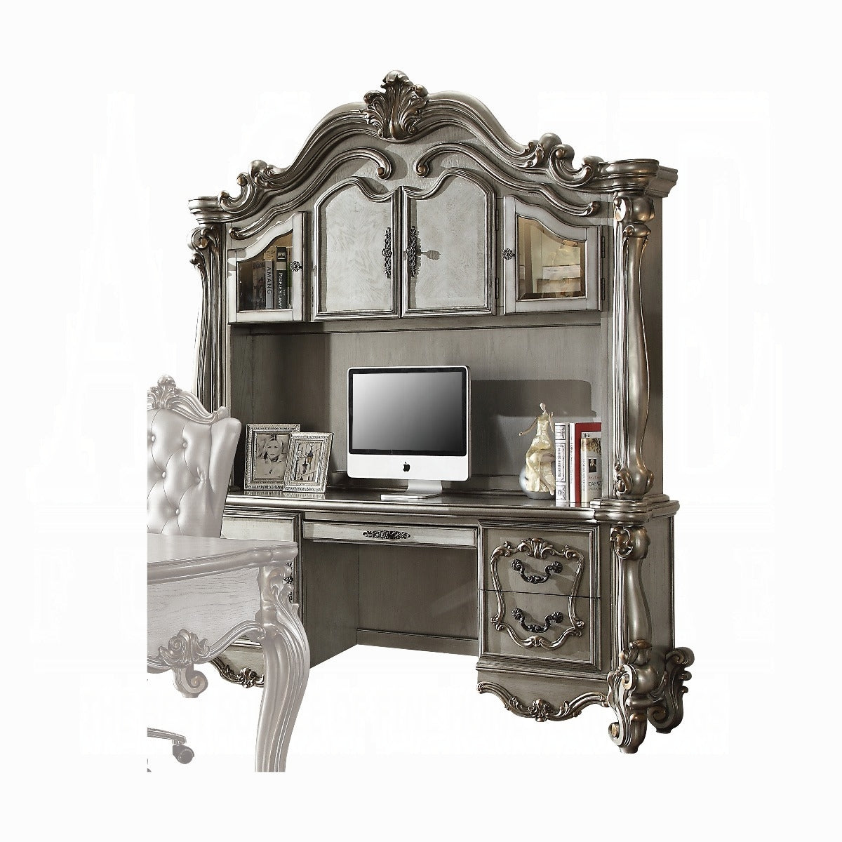 Platinum Peninsula Computer Desk With 4 Cabinets