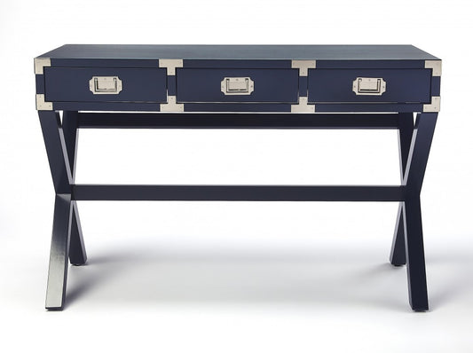 Blue Rubberwood Writing Desk (3 Drawers)