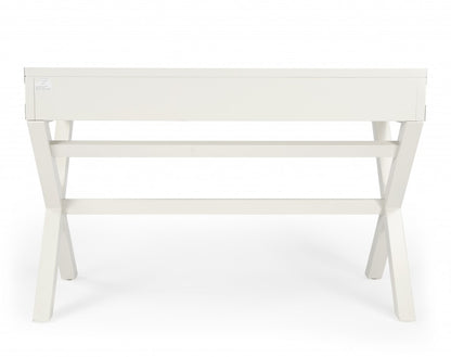 White Rubberwood Desk with 3 Drawers