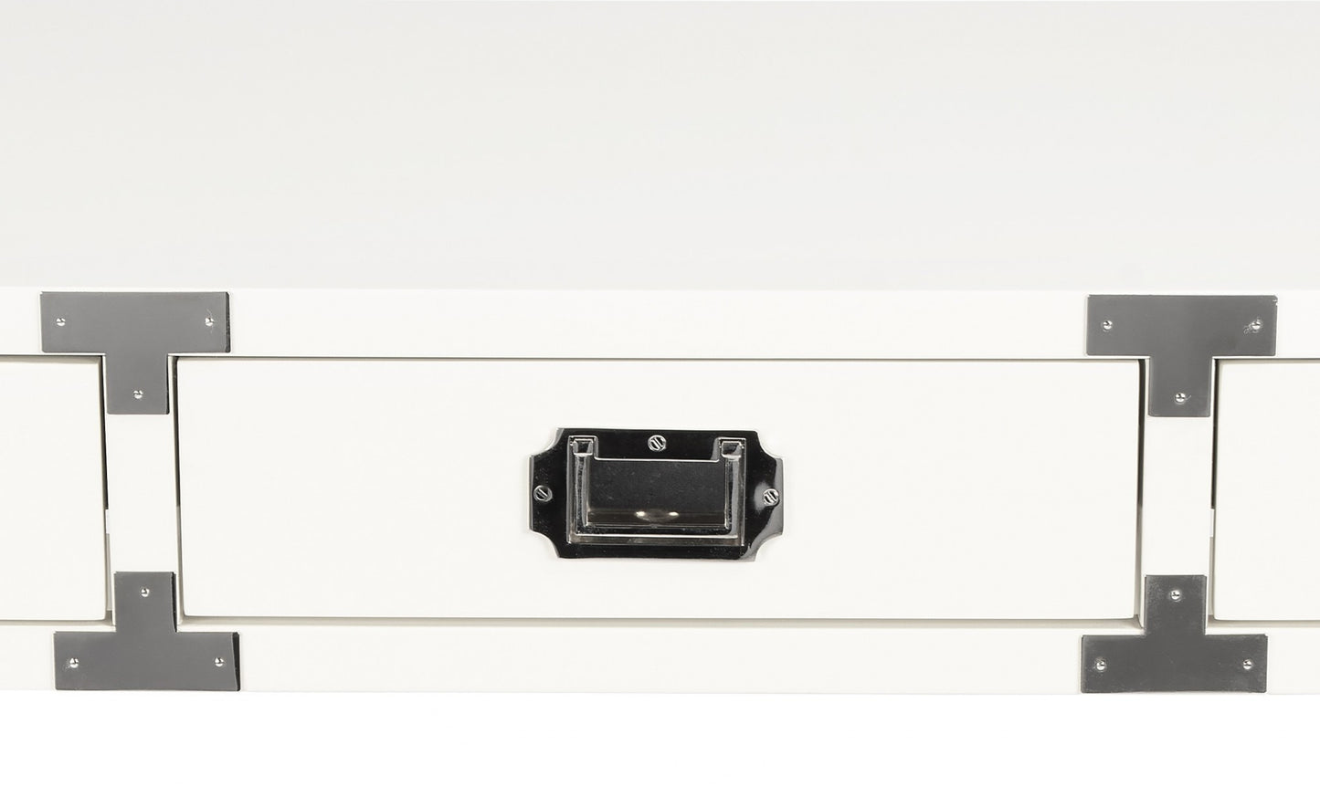 White Rubberwood Desk with 3 Drawers