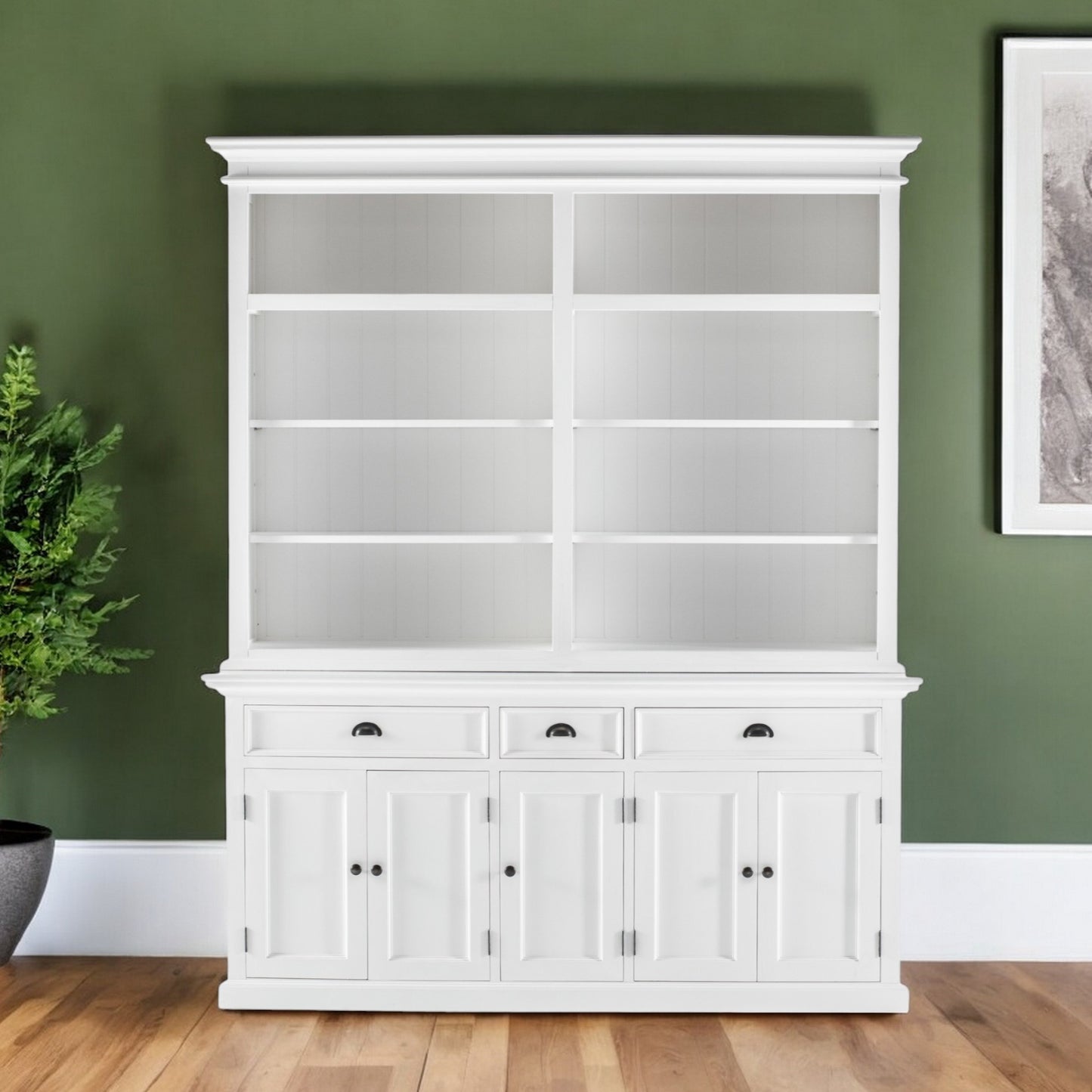 87-inch White Solid Wood Four-Tier Bookcase