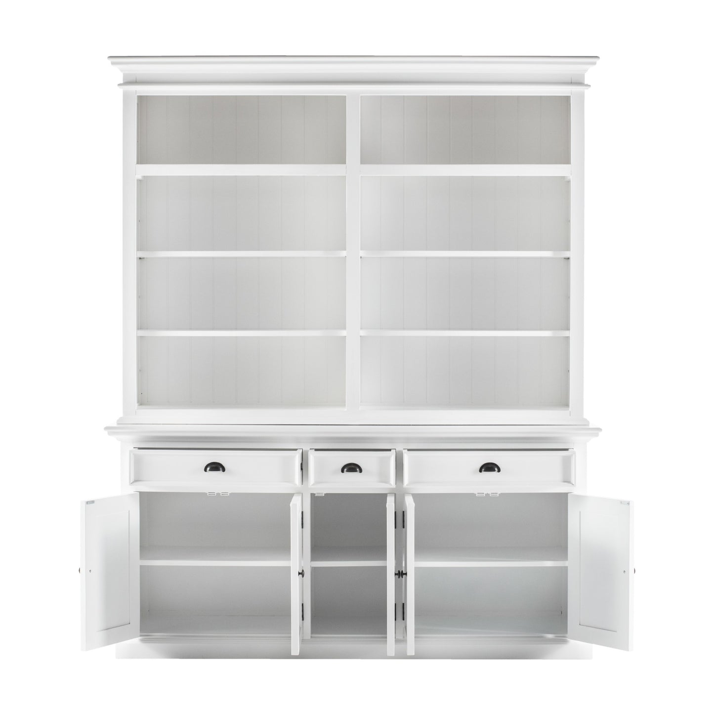 87-inch White Solid Wood Four-Tier Bookcase