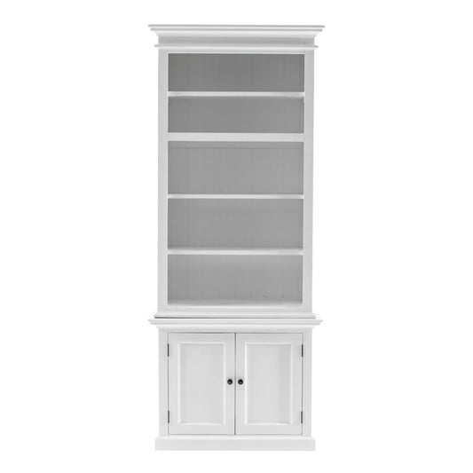 87" White Solid Wood Adjustable 4-Tier Bookcase