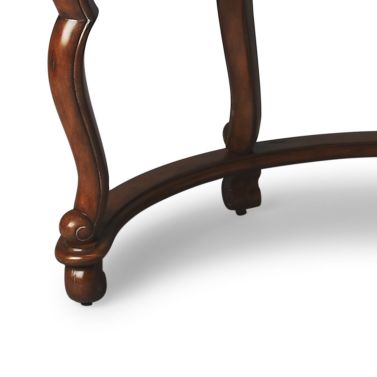 Classic Crescent-Shaped Leather-Top Wood Desk