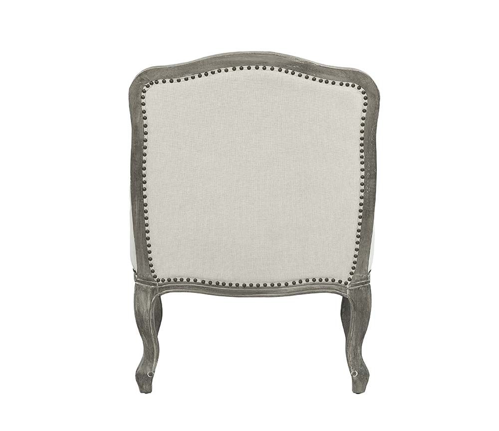 29 inch Cream And Brown Linen Arm Chair