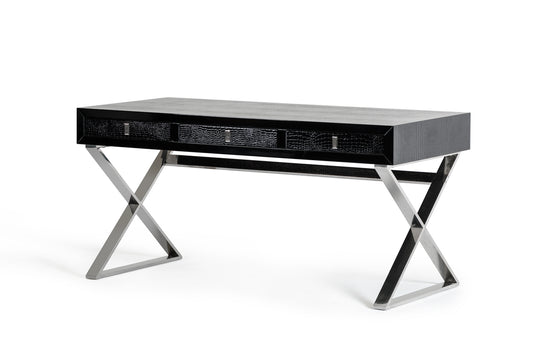 Black Crocodile and Steel Desk