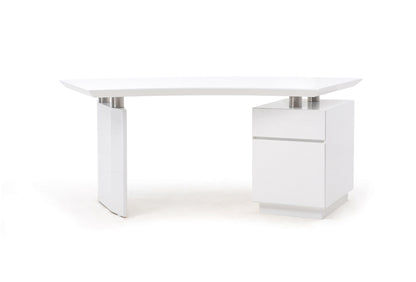 White and Stainless Steel Executive Desk With 2 Drawers