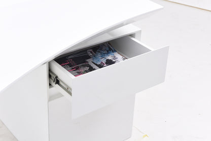 White and Stainless Steel Executive Desk With 2 Drawers