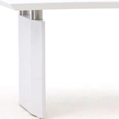 White and Stainless Steel Executive Desk With 2 Drawers