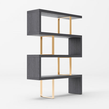 Gray And Gold 4-Tier Zig-Zag Bookcase