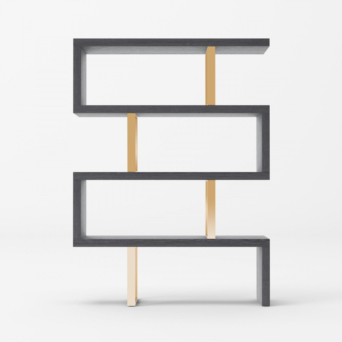 Gray And Gold 4-Tier Zig-Zag Bookcase