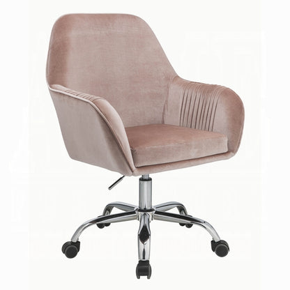 Eimer Office Chair with Peach Velvet and Chrome