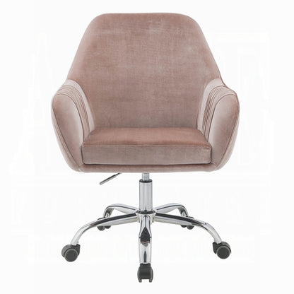 Eimer Office Chair with Peach Velvet and Chrome