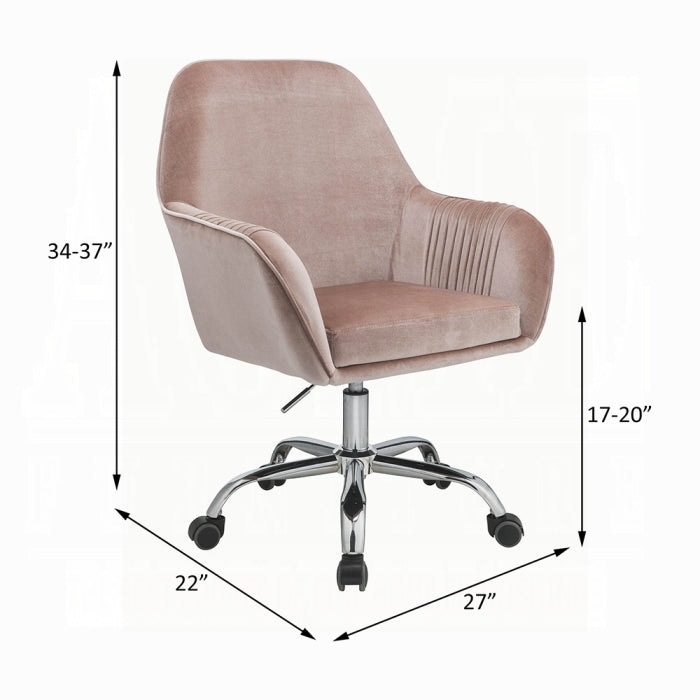 Eimer Office Chair with Peach Velvet and Chrome