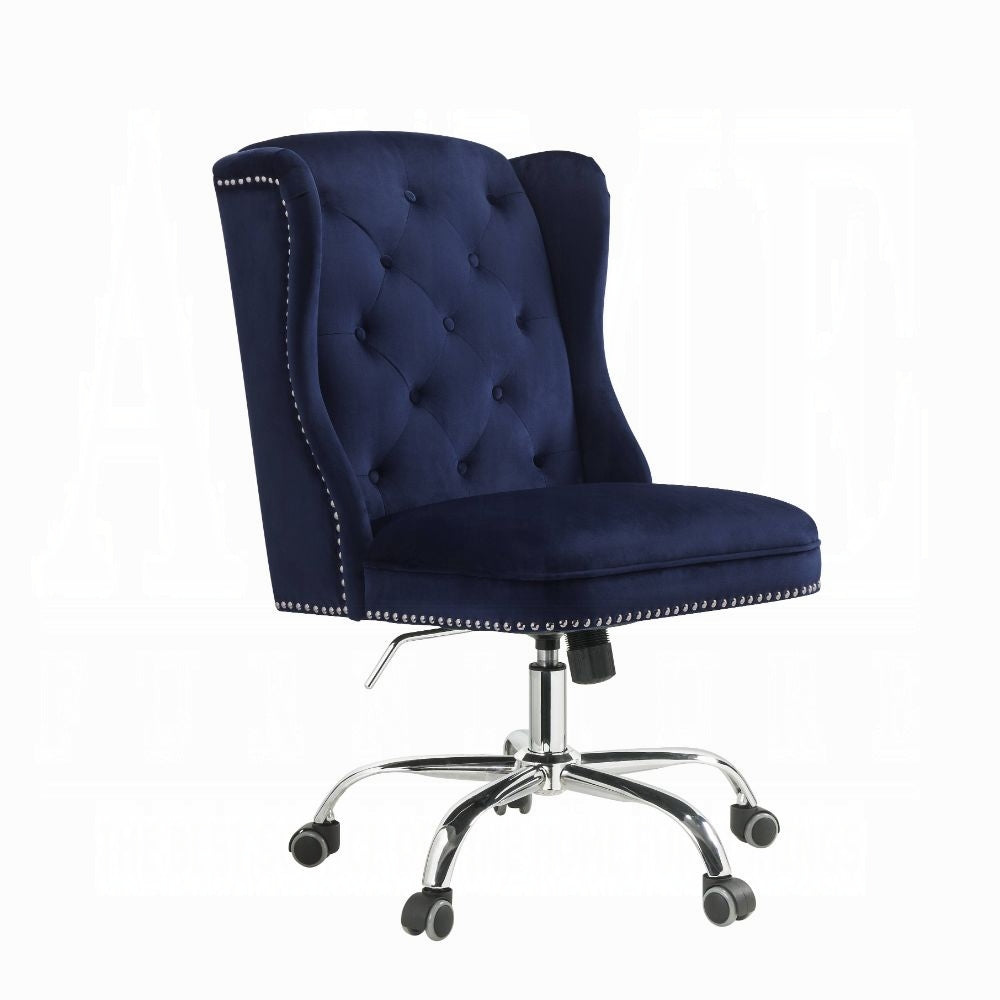 Jamesia Midnight Blue Velvet Office Chair