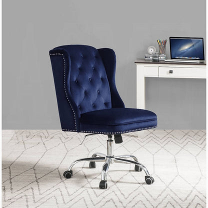 Jamesia Midnight Blue Velvet Office Chair