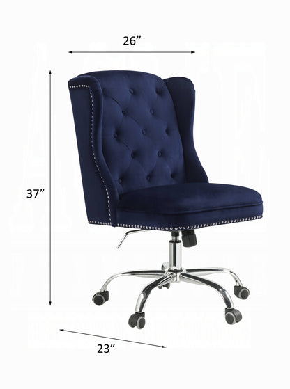 Jamesia Midnight Blue Velvet Office Chair