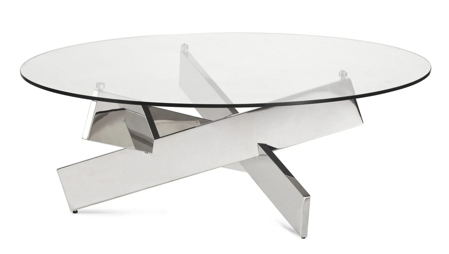 Bella Glass & Stainless Steel Round Coffee Table