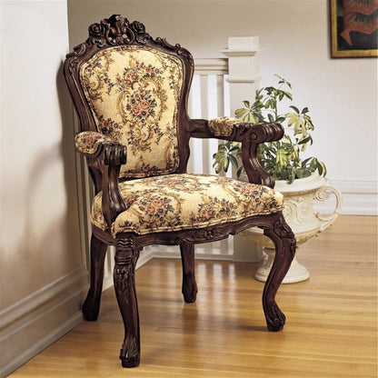 Carved Rocaille Cherry Mahogany Armchair