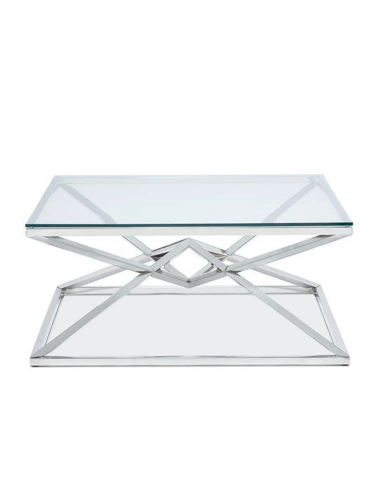 Chandler Glass and Silver Steel Coffee Table