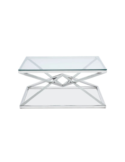 Chandler Glass and Silver Steel Coffee Table