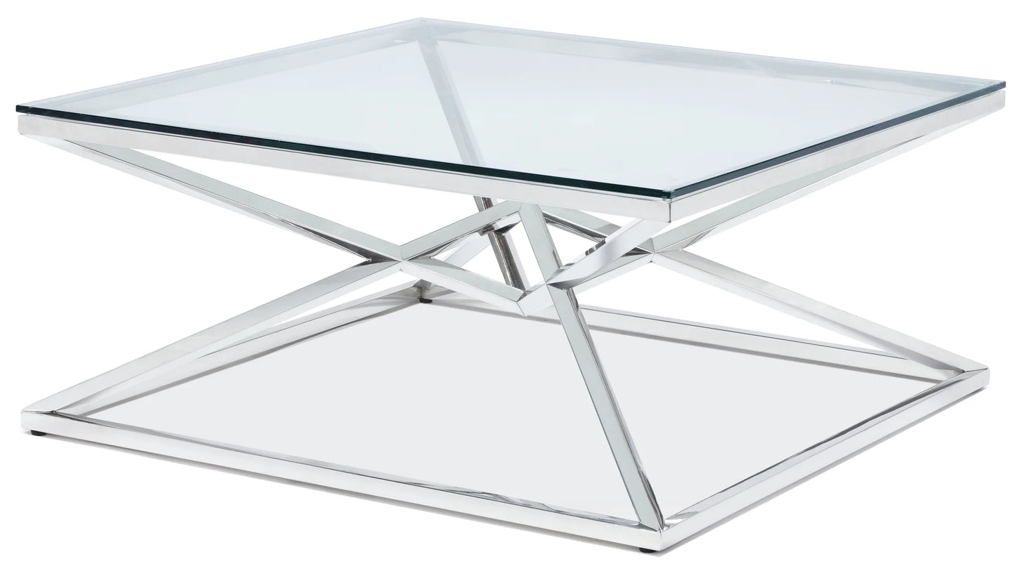 Chandler Glass and Silver Steel Coffee Table