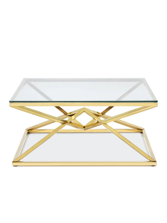 Chandler Glass and Gold Rectangular Coffee Table