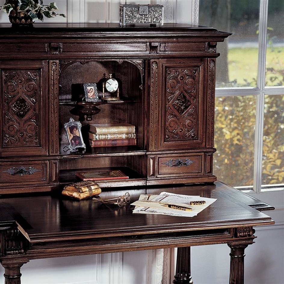 Chateau Anjou Hand-carved Mahogany Demi Desk