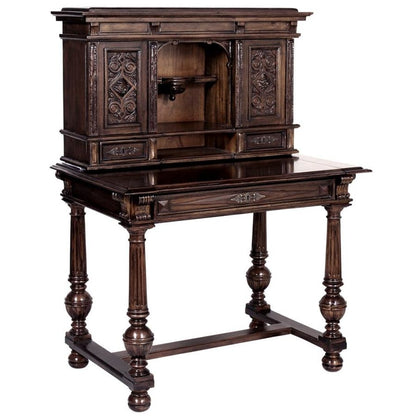 Chateau Anjou Hand-carved Mahogany Demi Desk