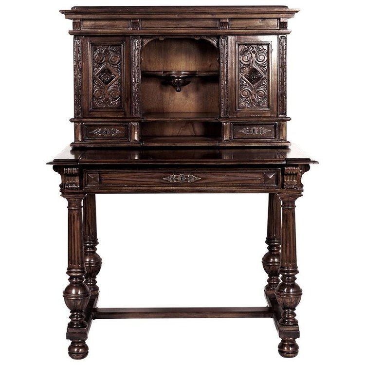 Chateau Anjou Hand-carved Mahogany Demi Desk