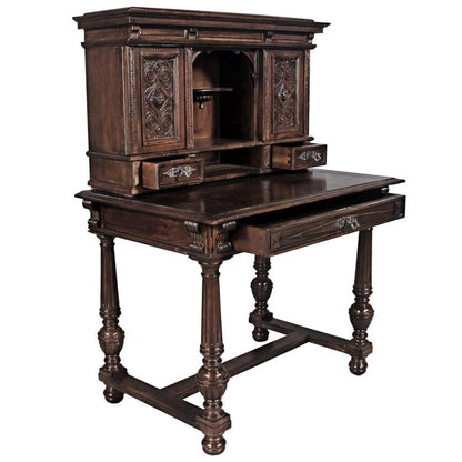 Chateau Anjou Hand-carved Mahogany Demi Desk