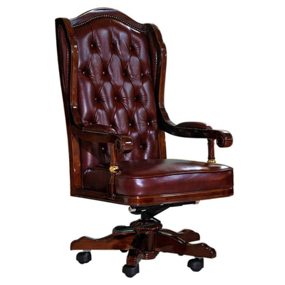 Executive Leather Mahogany Desk Chair (Burgundy)