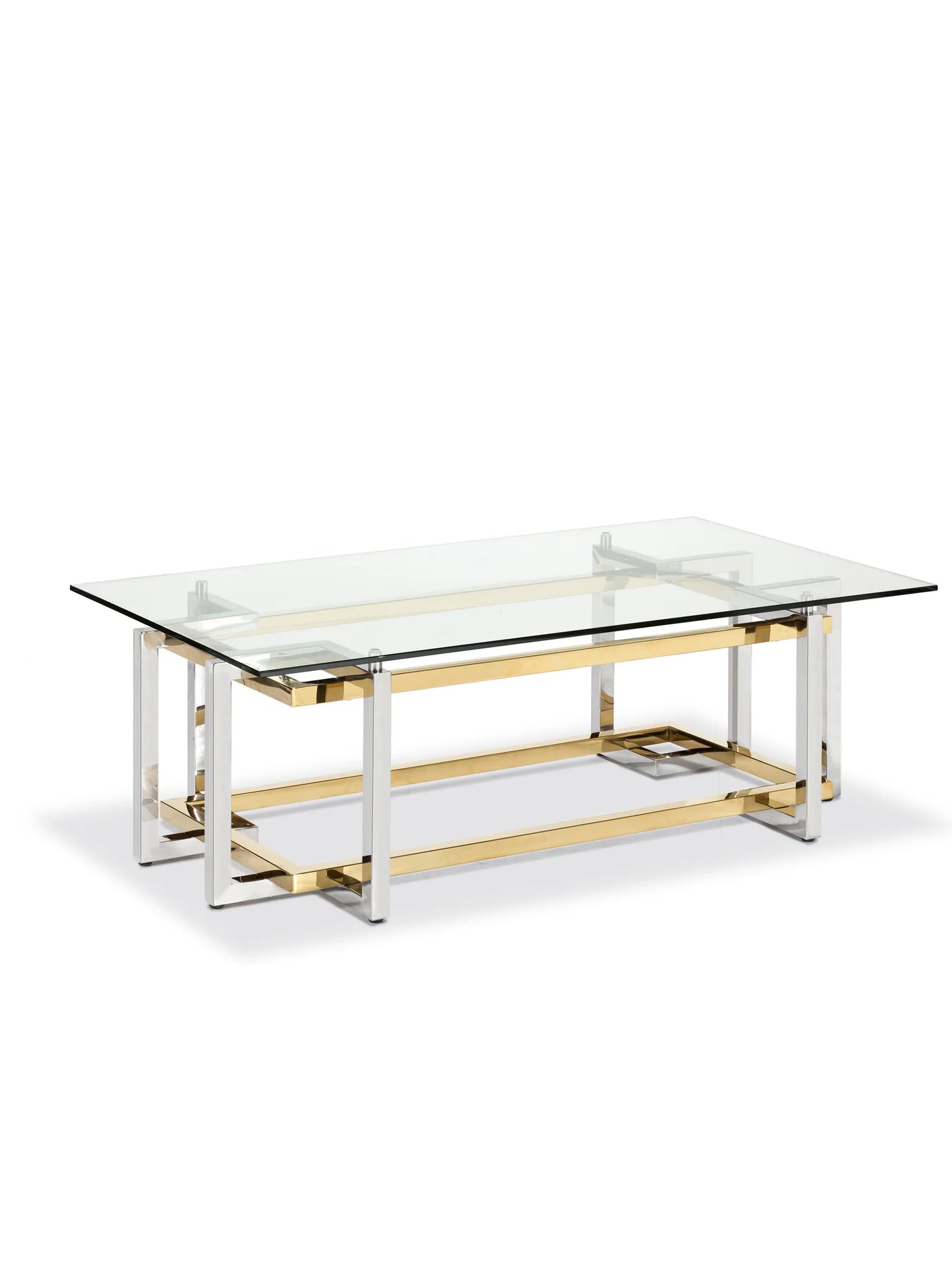 Elin Glass and Steel Rectangular Coffee Table