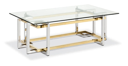 Elin Glass and Steel Rectangular Coffee Table