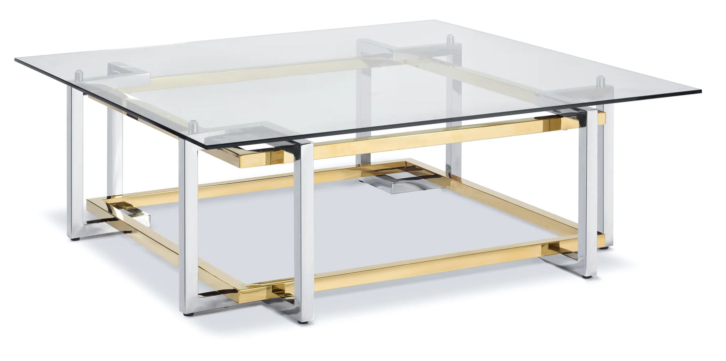 Elin Glass and Steel Square Coffee Table