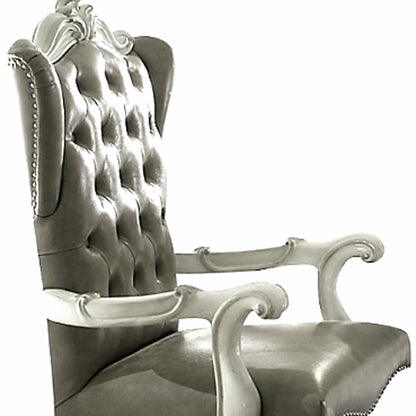 Gray Faux Leather Swivel Adjustable Executive Chair