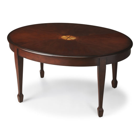 38 in. Dark Wood Oval Coffee Table