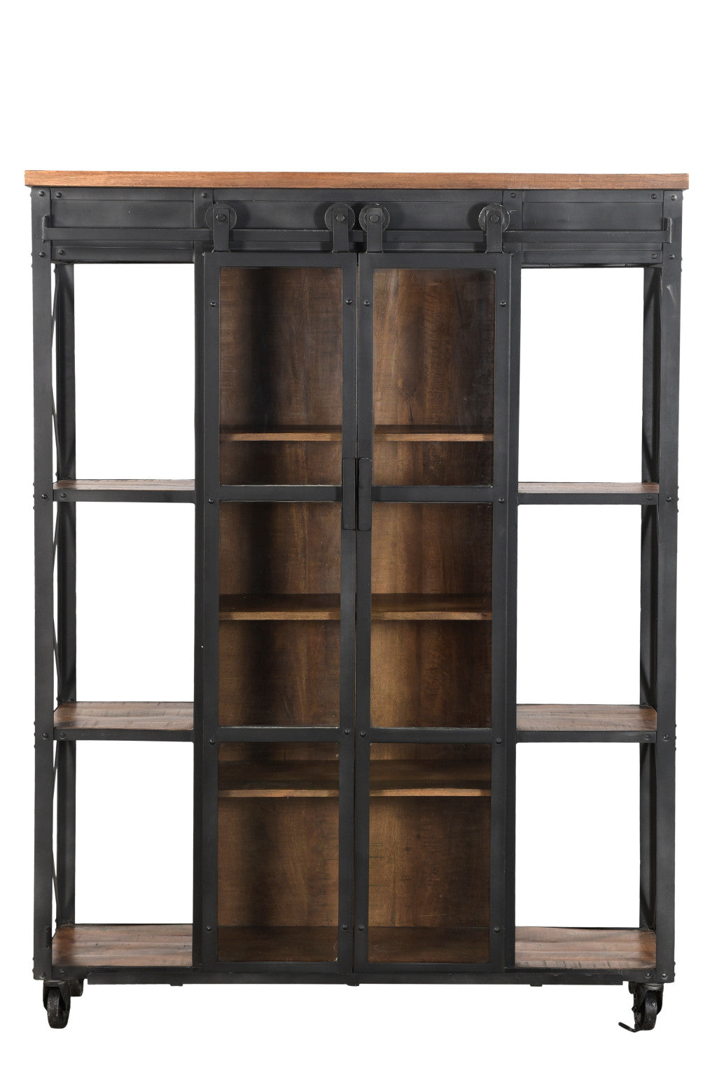 Farmhouse Metal And Wood 6-Tier Bookcase