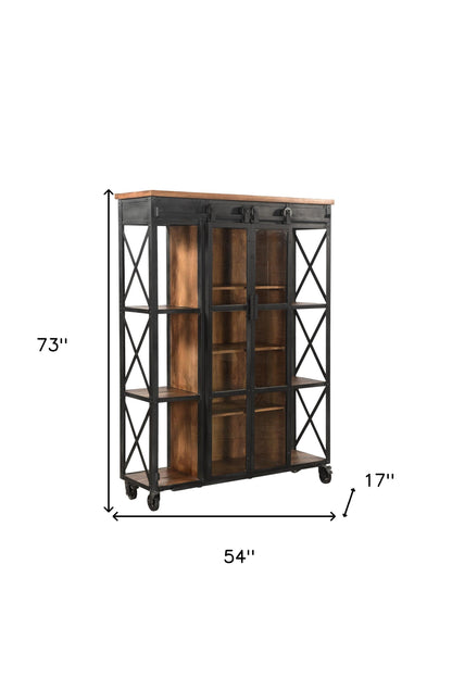 Farmhouse Metal And Wood 6-Tier Bookcase