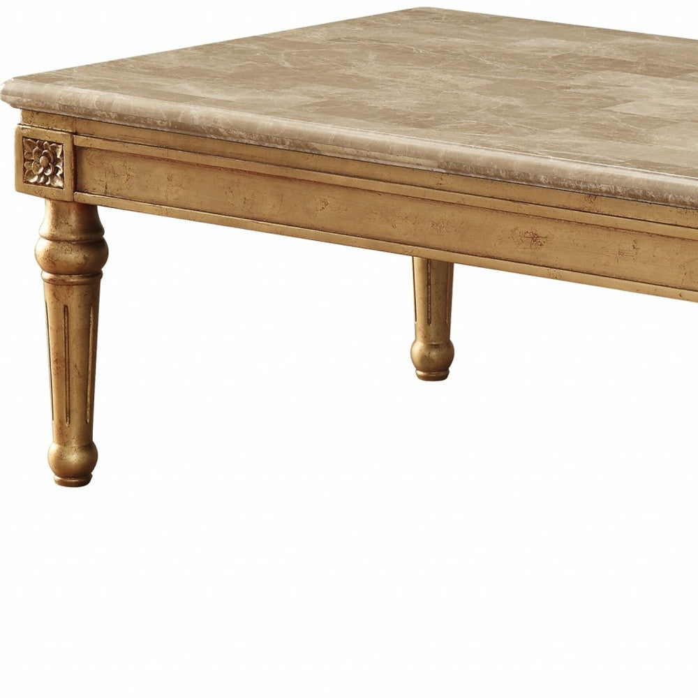 Marble Antique Gold Wood Coffee Table