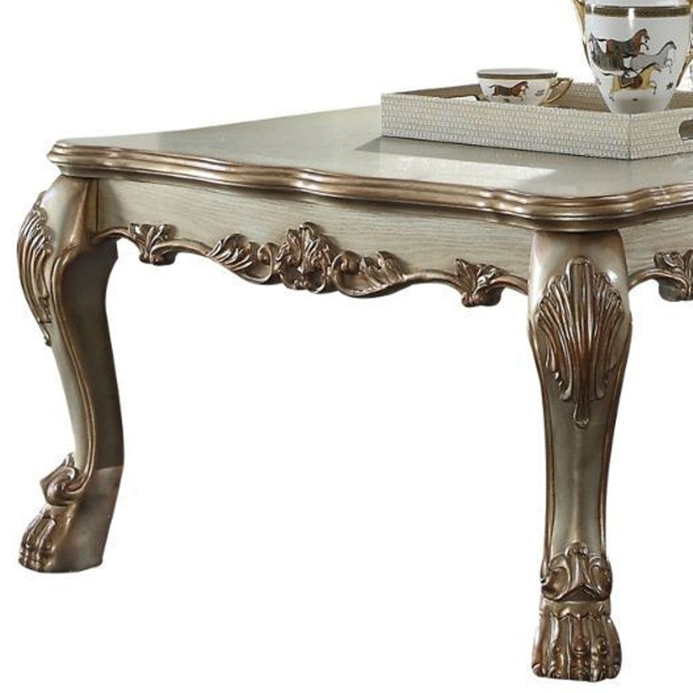 54" Bone & Gold Patina Rectangular Coffee Table