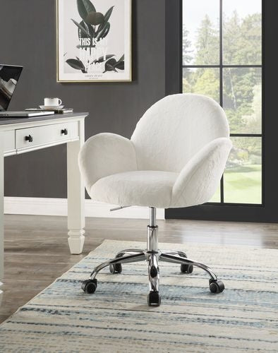 Jago White Fabric with Chrome Office Desk Chair