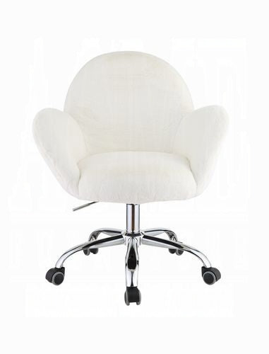 Jago White Fabric with Chrome Office Desk Chair