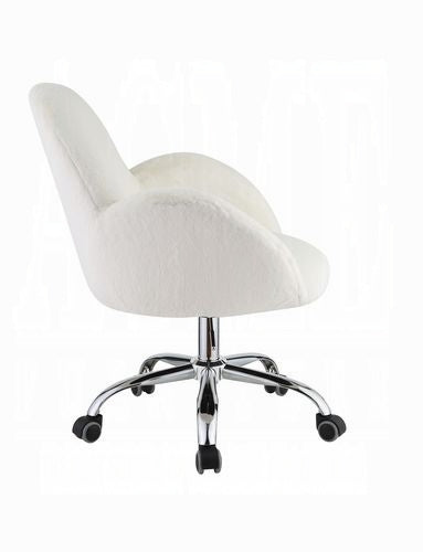 Jago White Fabric with Chrome Office Desk Chair