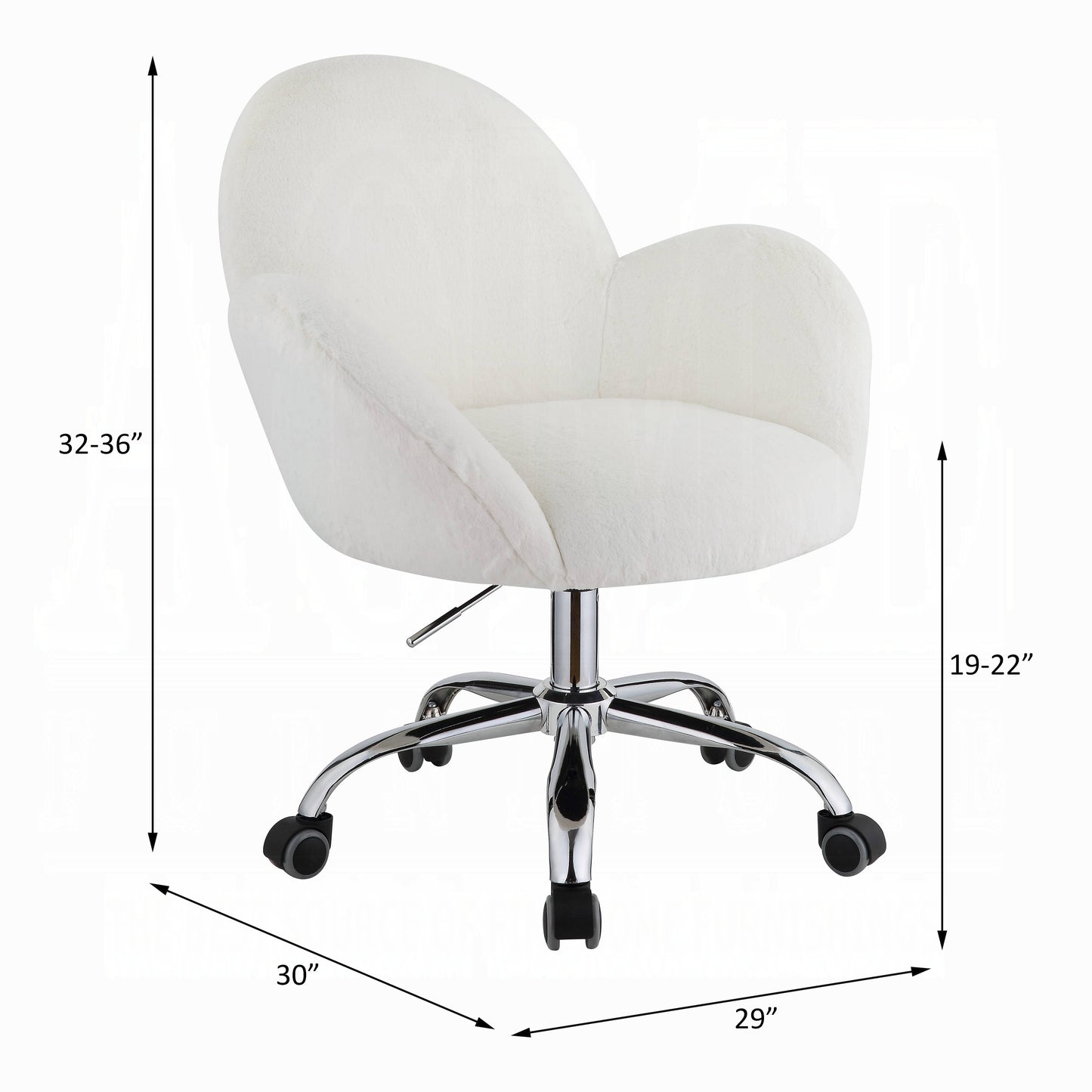 Jago White Fabric with Chrome Office Desk Chair