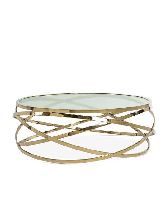 Orbit Gold and Glass Round Coffee Table