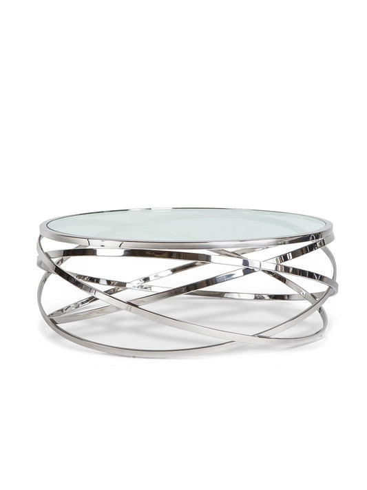 Orbit Silver and Glass Round Coffee Table by Lievo Home