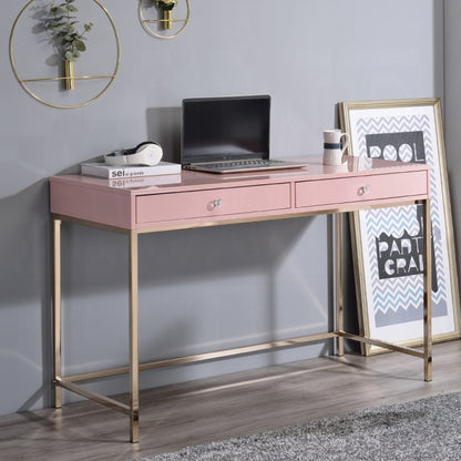 Ottey Writing Desk - Pink Gloss Finish