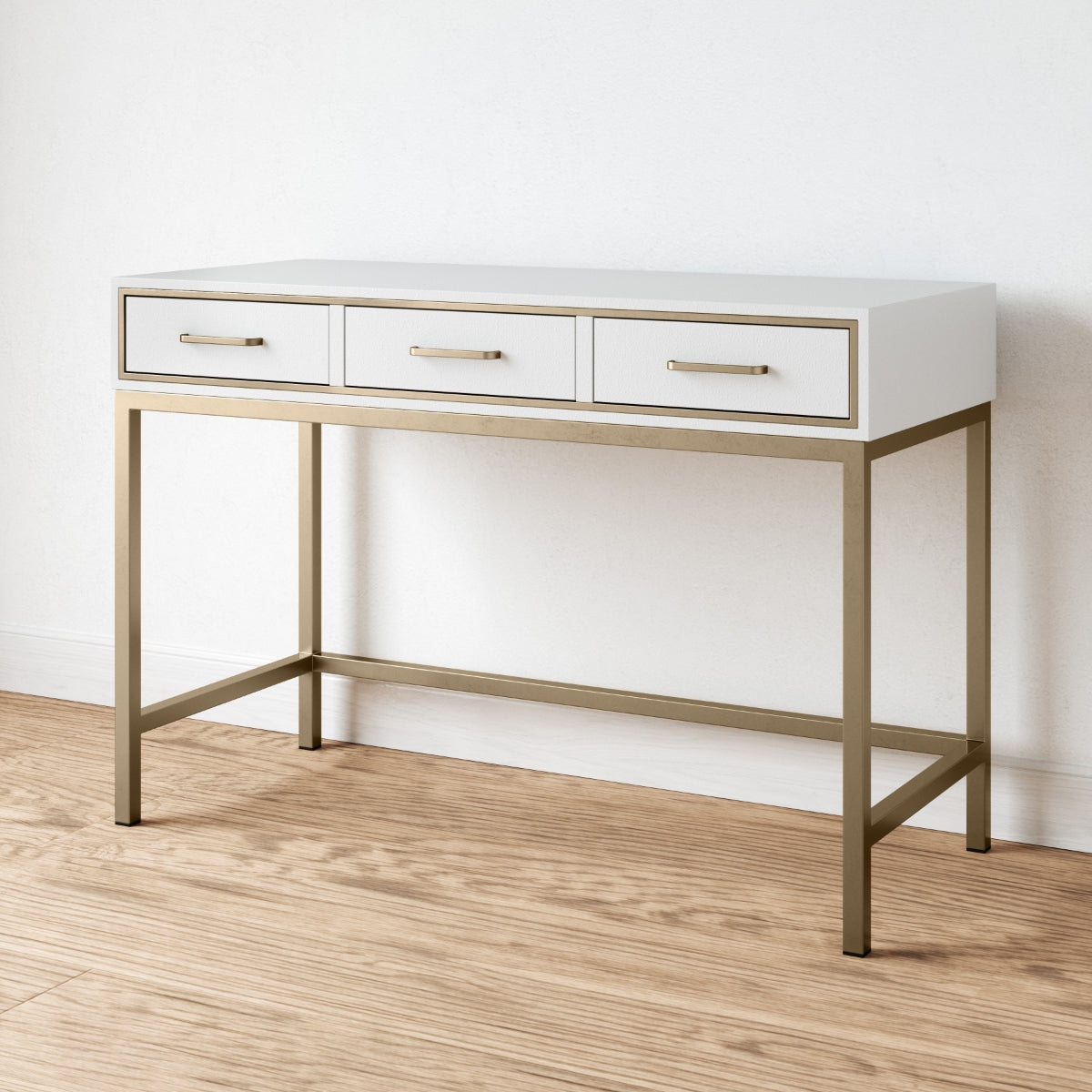 Sands Point Slimline Desk (Faux Shagreen White)